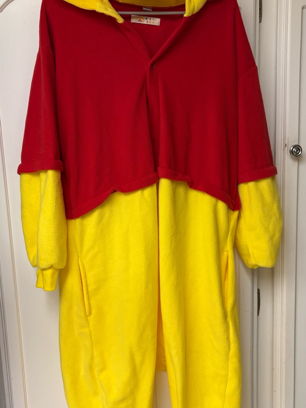 Women's Red & Yellow Two-Tone Halloween Onesie - Cozy Fleece Costume